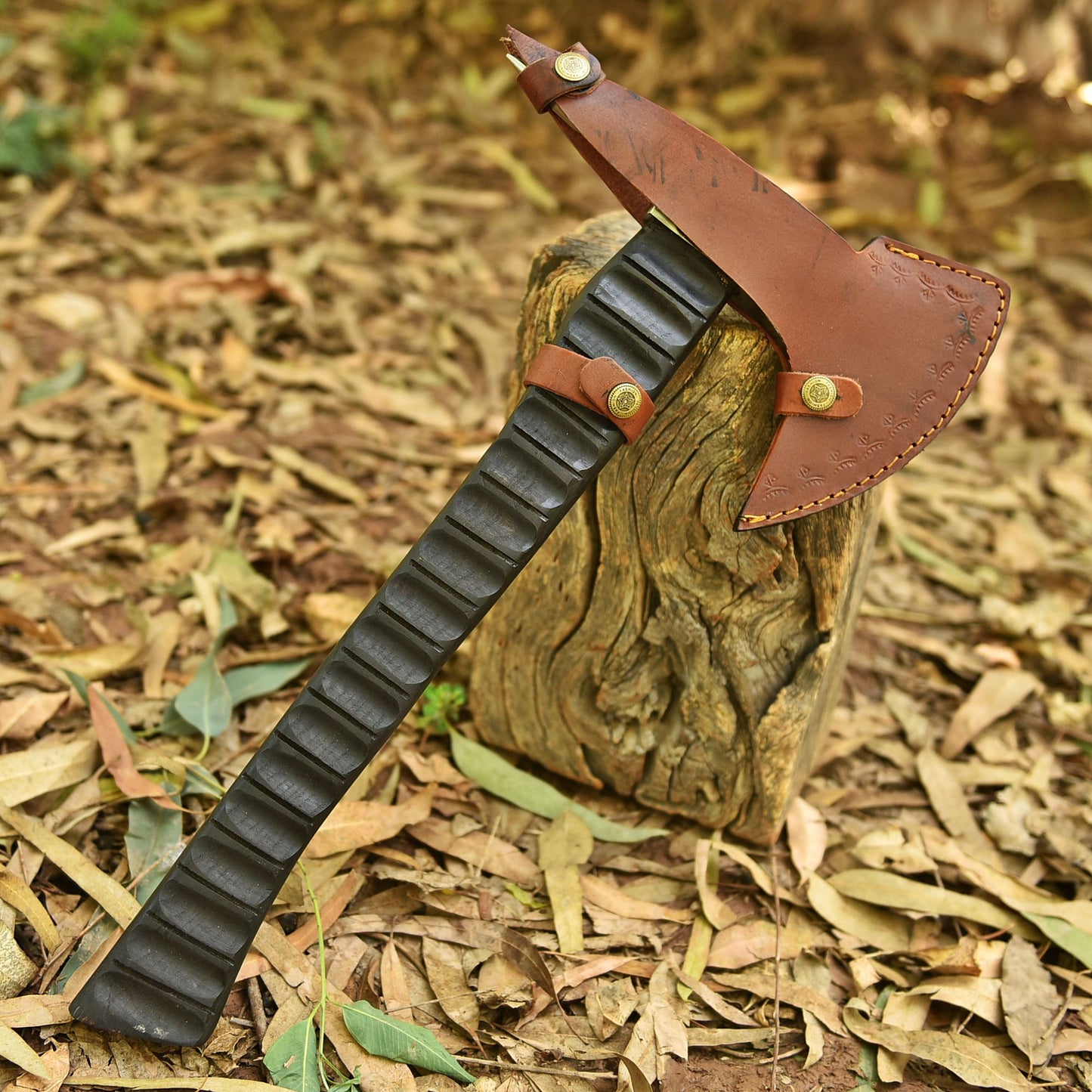 Custom Forged Carbon Steel Viking Axe with Wood , Viking Bearded Camping Axe
