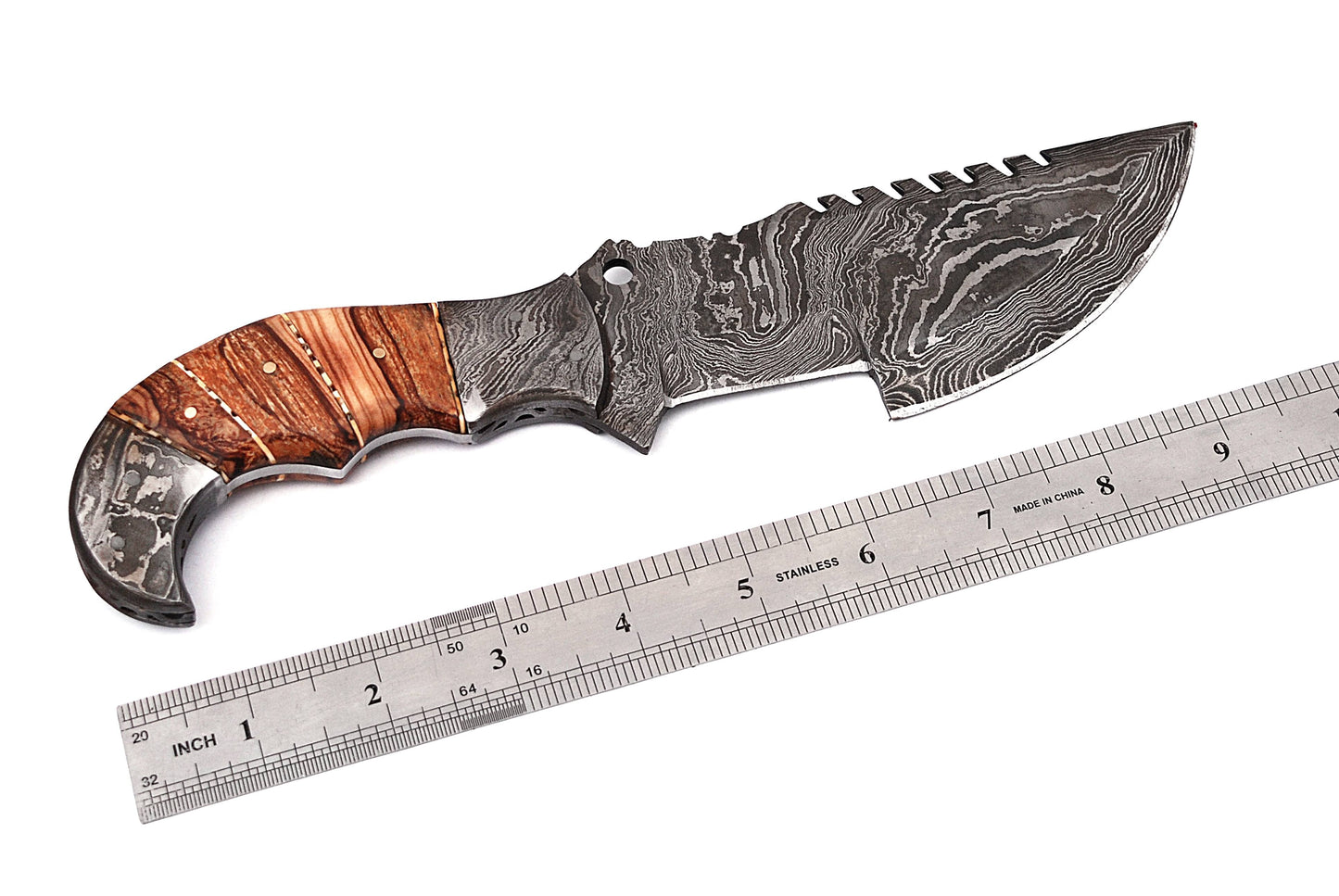 Handmade Damascus Steel Tracker Knife - Premium Quality for Hunting, Camping, and Survival