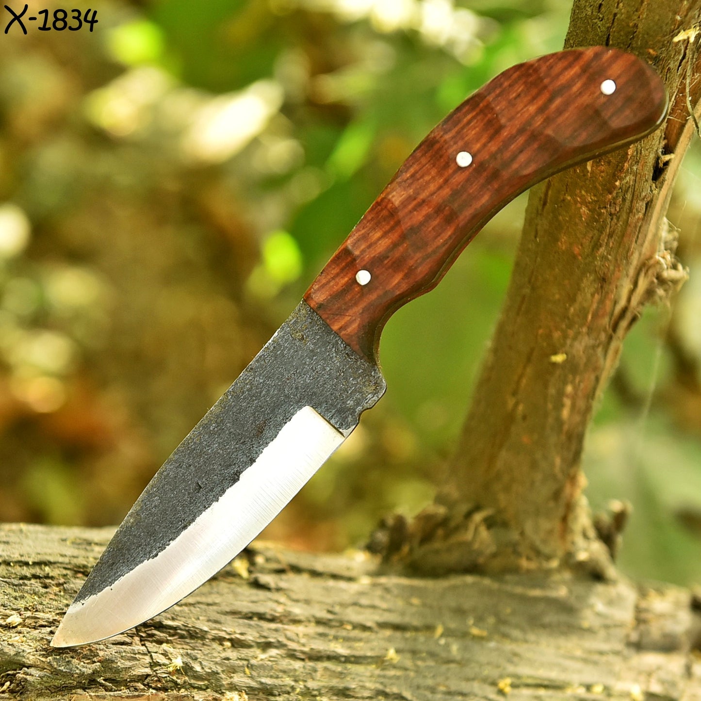 Handmade Carbon Steel Fixed Blade Outdoor Hunting Skinner Knife Wood Handle
