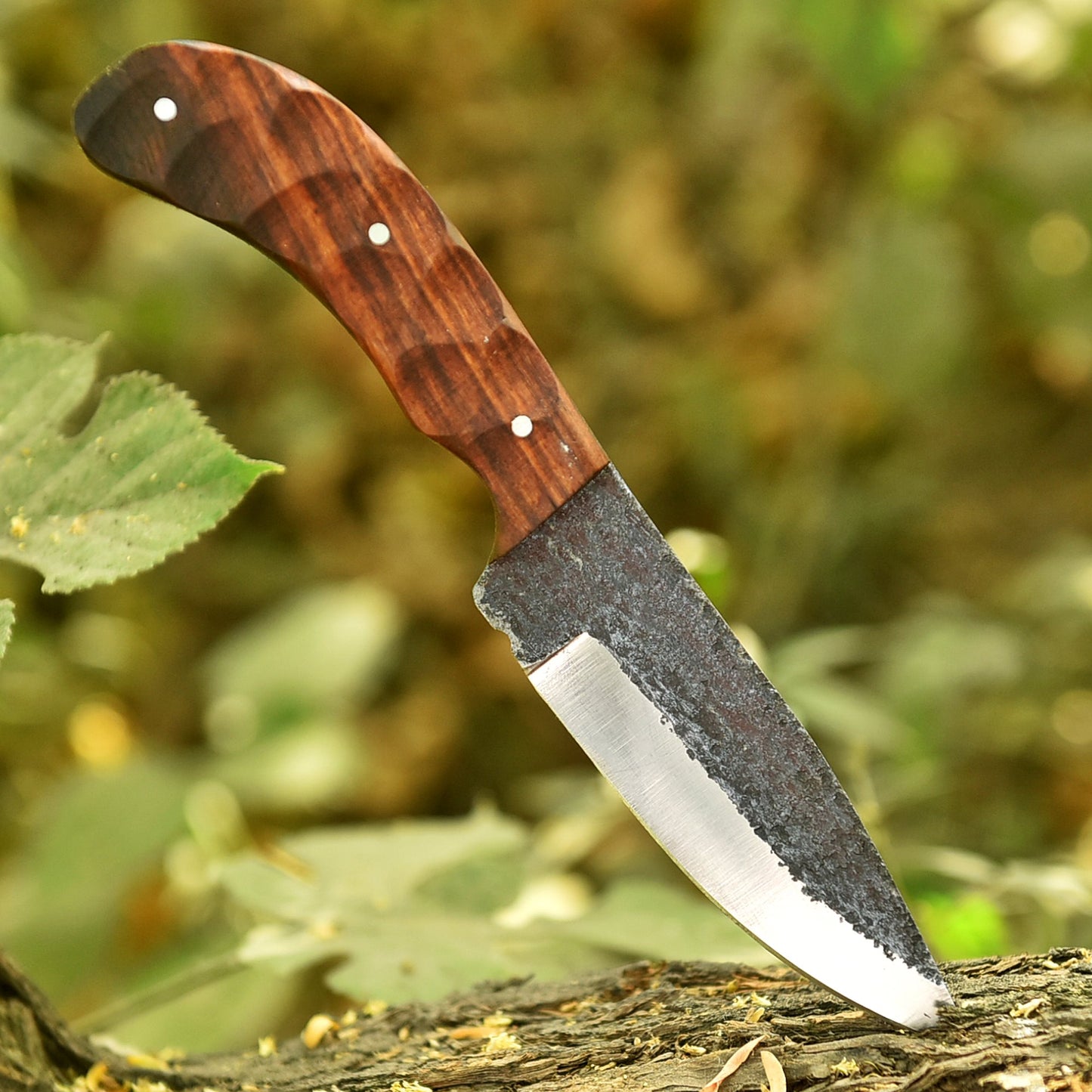 Handmade Carbon Steel Fixed Blade Outdoor Hunting Skinner Knife Wood Handle