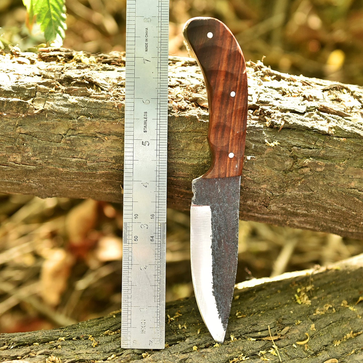 Handmade Carbon Steel Fixed Blade Outdoor Hunting Skinner Knife Wood Handle