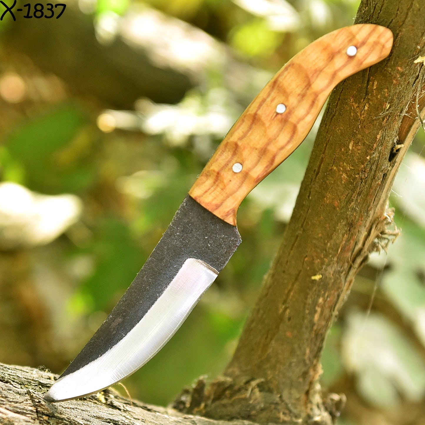 Artisan Hand Forged Carbon Steel Blade Camping Skinner Knife Hunting Wood Handle
