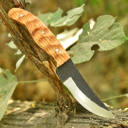 Artisan Hand Forged Carbon Steel Blade Camping Skinner Knife Hunting Wood Handle
