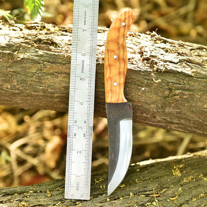 Artisan Hand Forged Carbon Steel Blade Camping Skinner Knife Hunting Wood Handle