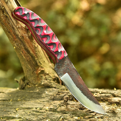 Traditional Hand Forged Carbon Steel Fixed Blade Skinner Hiking Outing Knife
