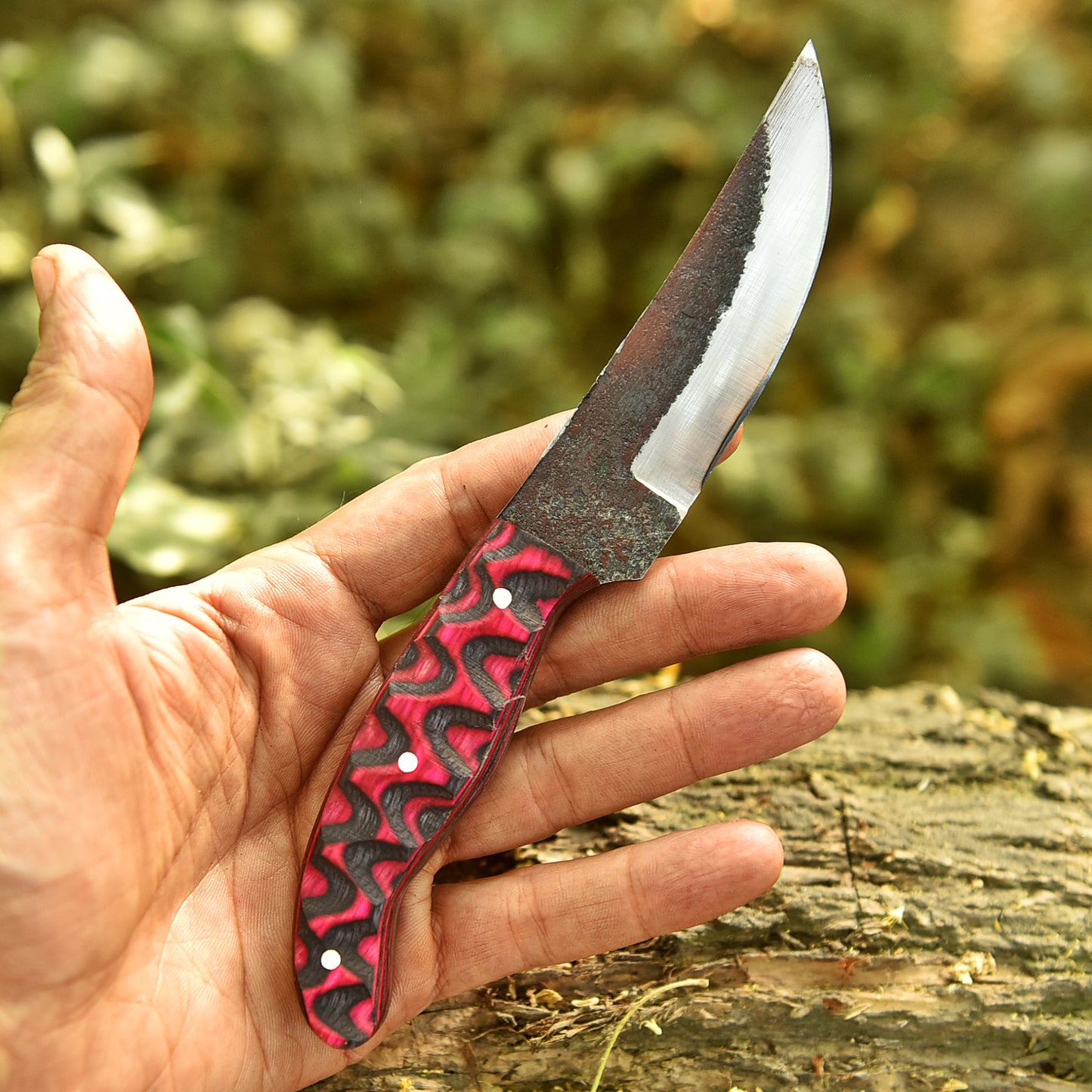 Traditional Hand Forged Carbon Steel Fixed Blade Skinner Hiking Outing Knife