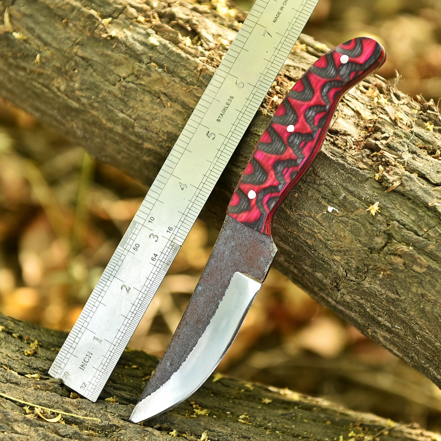 Traditional Hand Forged Carbon Steel Fixed Blade Skinner Hiking Outing Knife