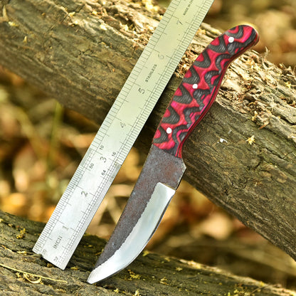 Traditional Hand Forged Carbon Steel Fixed Blade Skinner Hiking Outing Knife
