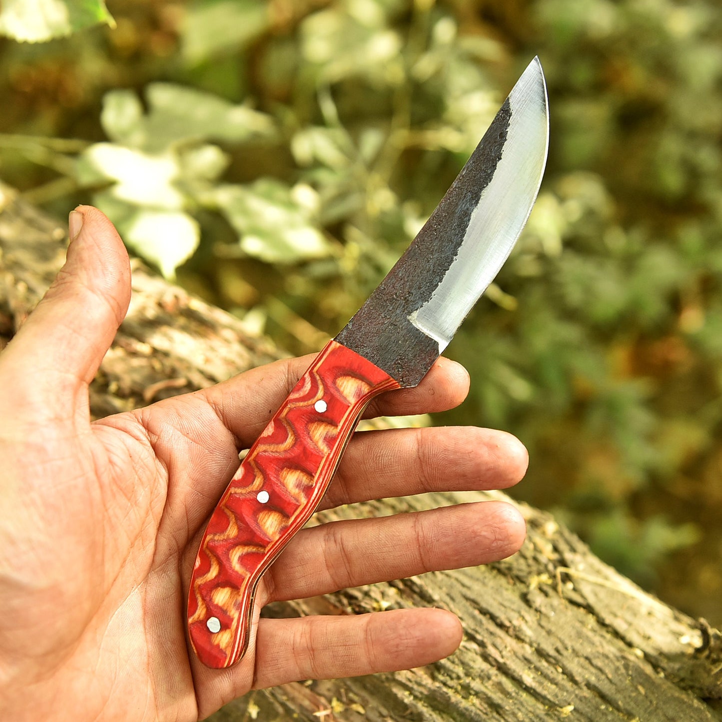 Handmade Carbon Steel Blade Skinner Knife Outdoor Hiking Camping Adventure