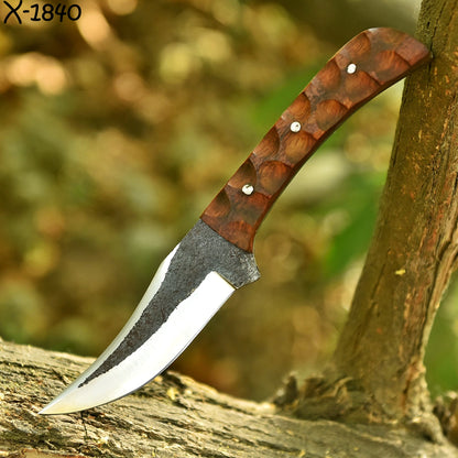 Handmade Carbon Steel Blade Bushcraft Skinner Knife Hunting Wood Handle