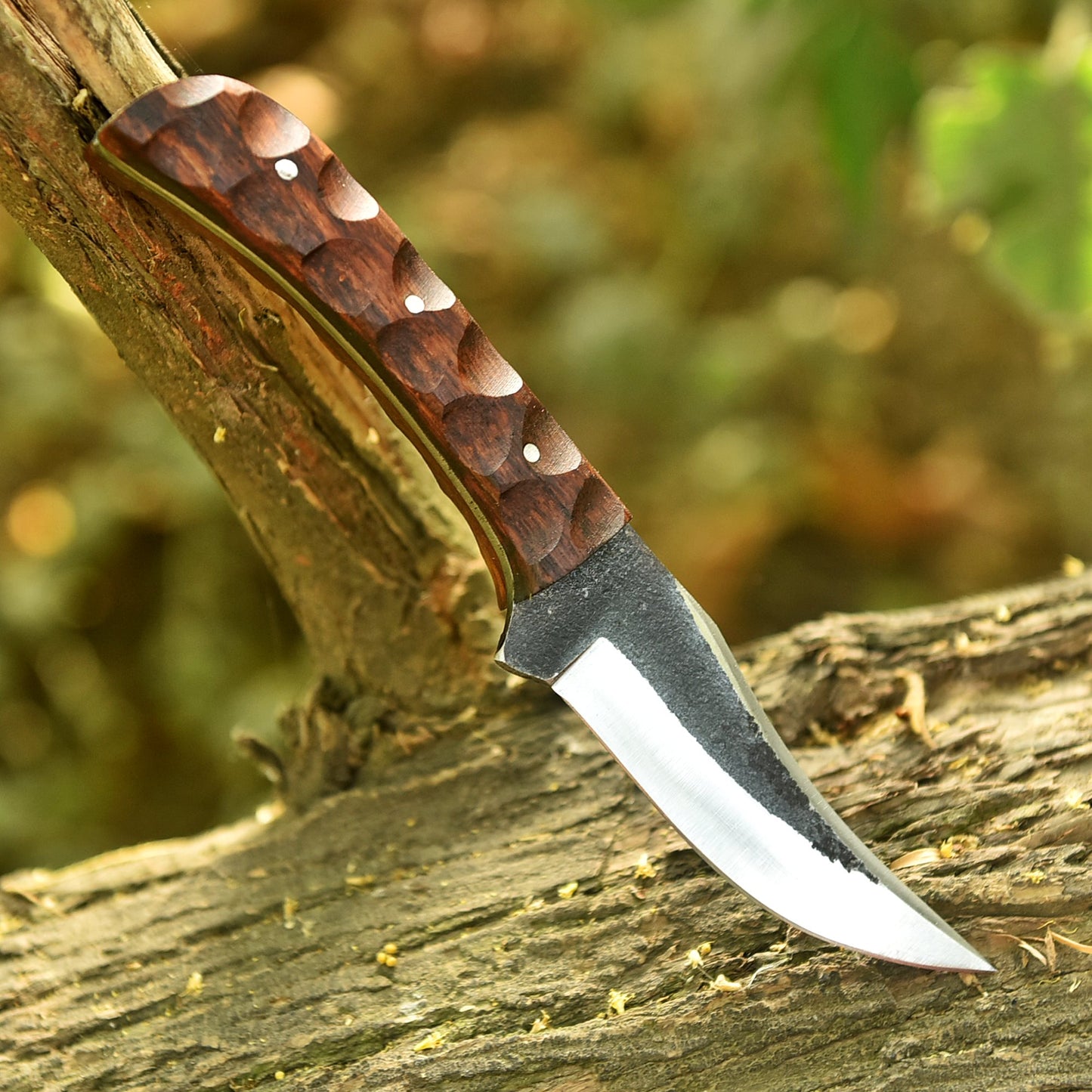 Handmade Carbon Steel Blade Bushcraft Skinner Knife Hunting Wood Handle