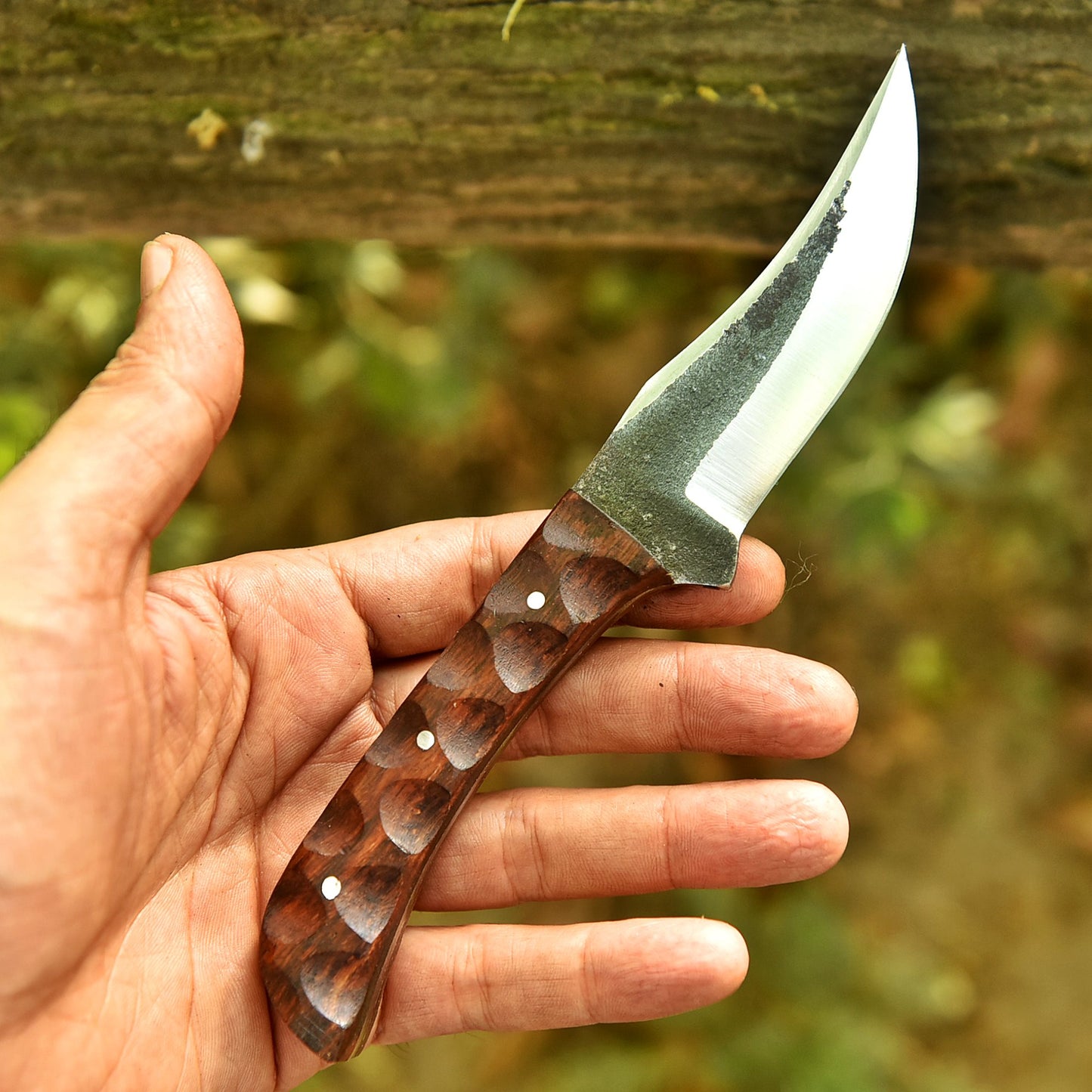 Handmade Carbon Steel Blade Bushcraft Skinner Knife Hunting Wood Handle