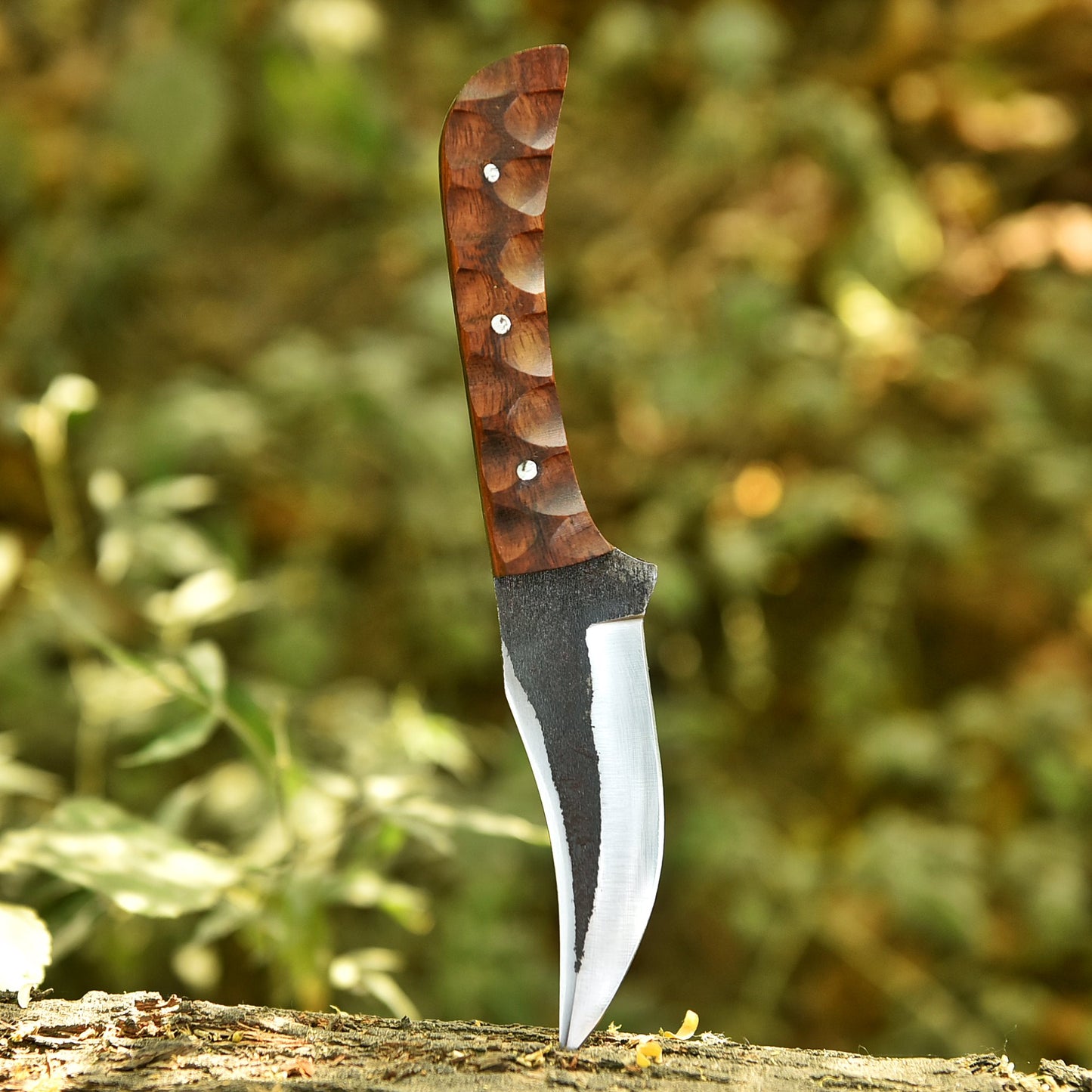Handmade Carbon Steel Blade Bushcraft Skinner Knife Hunting Wood Handle