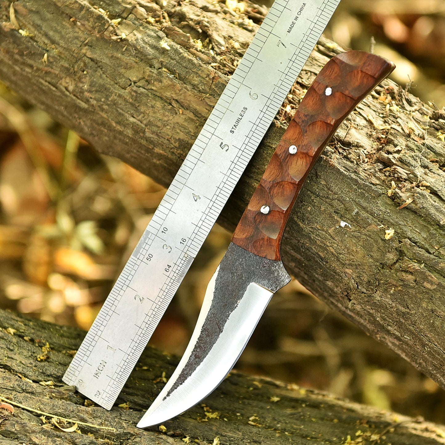 Handmade Carbon Steel Blade Bushcraft Skinner Knife Hunting Wood Handle