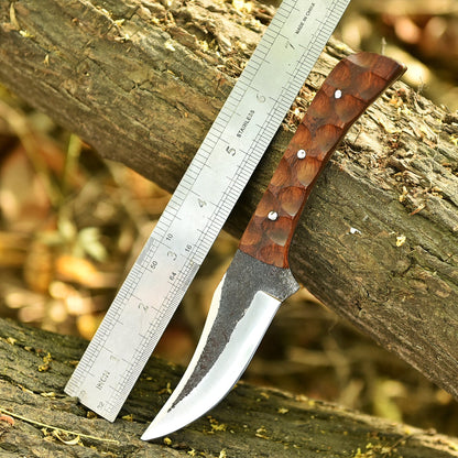 Handmade Carbon Steel Blade Bushcraft Skinner Knife Hunting Wood Handle