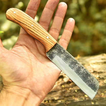 Outdoor Camping Skinning Knife Hand Forged Carbon Steel Blade Skinner Knife