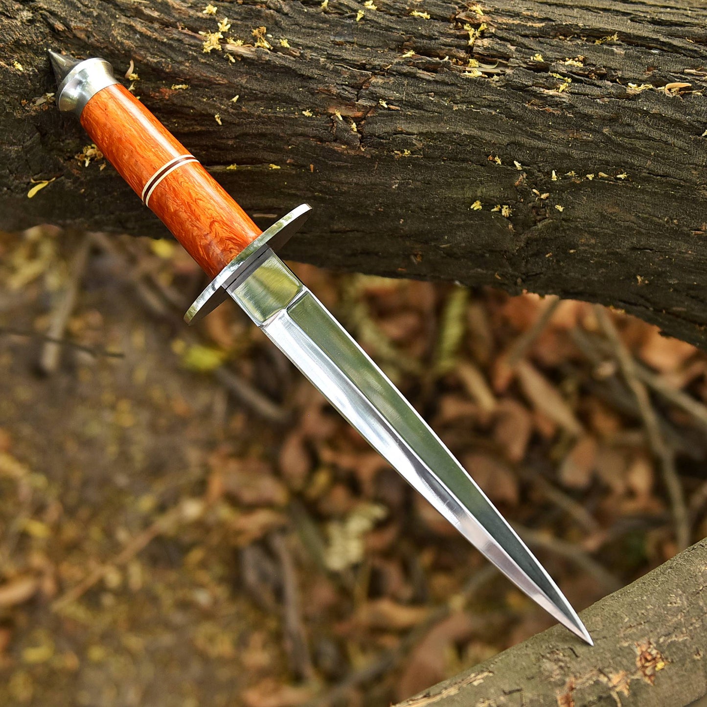Heavy Duty Double Edge Carbon Steel High Polish Dagger Knife Resin Handle