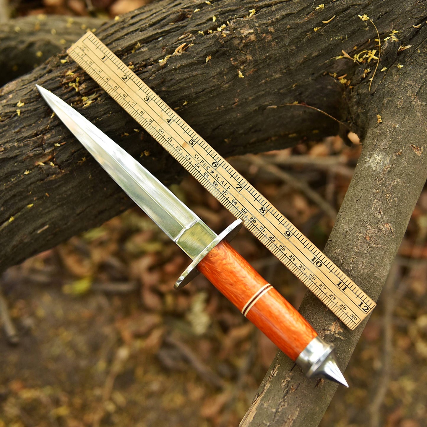 Heavy Duty Double Edge Carbon Steel High Polish Dagger Knife Resin Handle