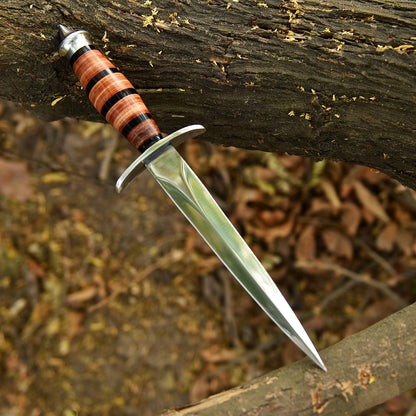 Classic Handcrafted Double Edge Fixed Blade Dagger Leather Resin Handle