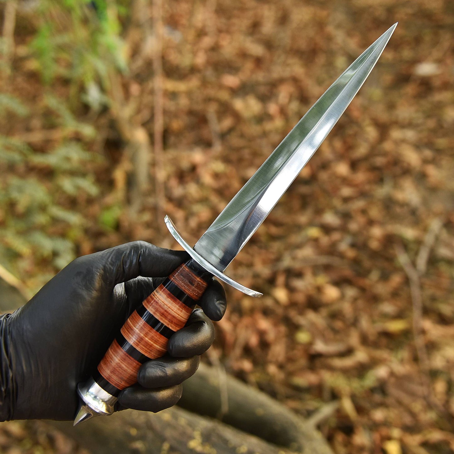 Classic Handcrafted Double Edge Fixed Blade Dagger Leather Resin Handle
