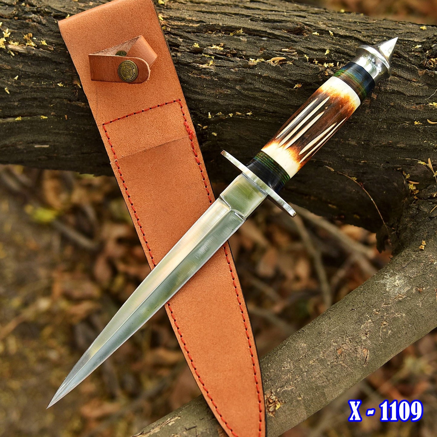 Luxury Custom Forged Hunting Carbon Steel Double Edge Dagger Stage Handle