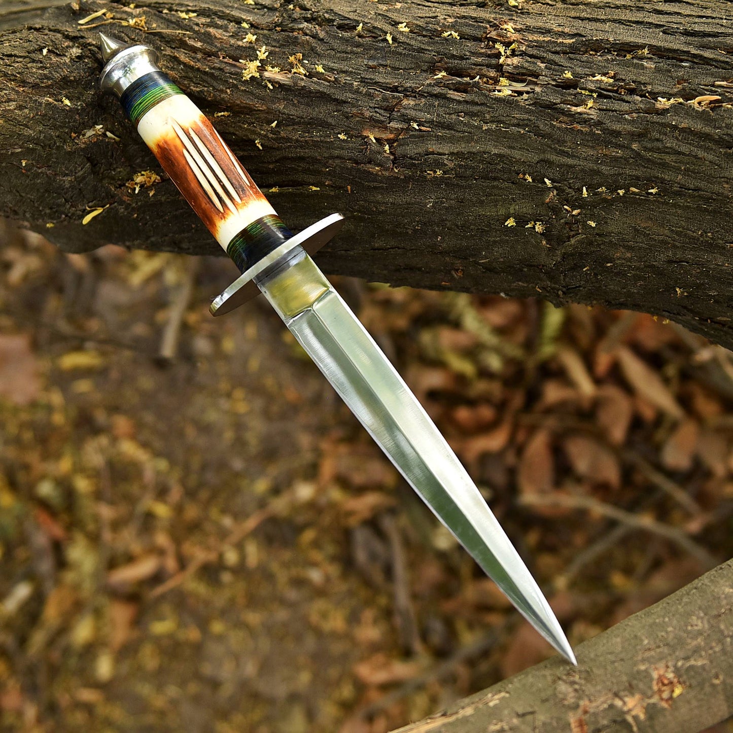 Luxury Custom Forged Hunting Carbon Steel Double Edge Dagger Stage Handle