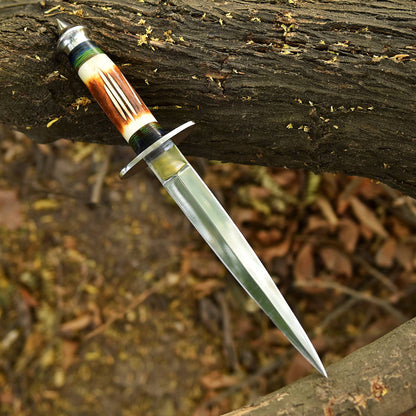 Luxury Custom Forged Hunting Carbon Steel Double Edge Dagger Stage Handle