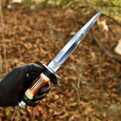 Luxury Custom Forged Hunting Carbon Steel Double Edge Dagger Stage Handle