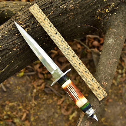 Luxury Custom Forged Hunting Carbon Steel Double Edge Dagger Stage Handle