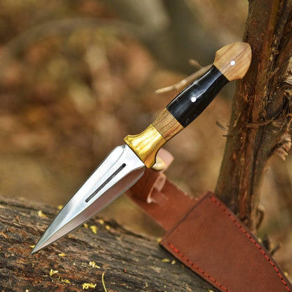 Classic Double Edge Carbon Steel Fixed D2 Blade Dagger Hunting Knife