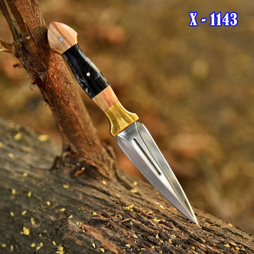 Classic Double Edge Carbon Steel Fixed D2 Blade Dagger Hunting Knife