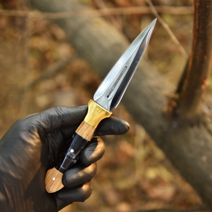 Classic Double Edge Carbon Steel Fixed D2 Blade Dagger Hunting Knife
