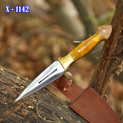 Elite Handcrafted Outdoor Adventure D2 Double Edge Dagger With Sheath