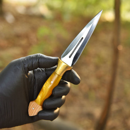 Elite Handcrafted Outdoor Adventure D2 Double Edge Dagger With Sheath