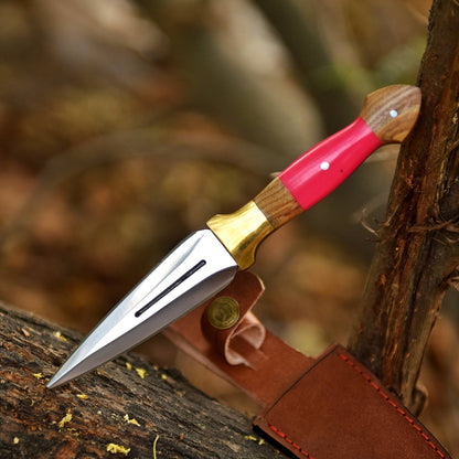 Elite Handcrafted Double Edge Dagger Knife Resin Wood Brass Bolster Handle