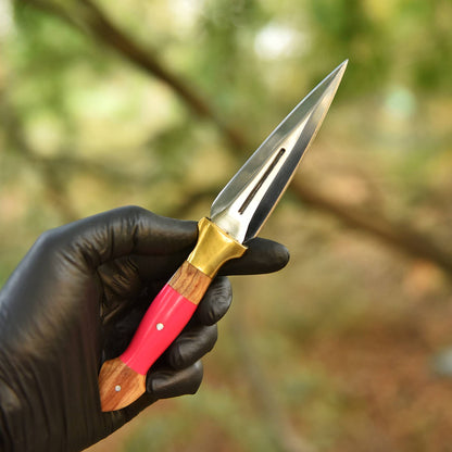 Elite Handcrafted Double Edge Dagger Knife Resin Wood Brass Bolster Handle