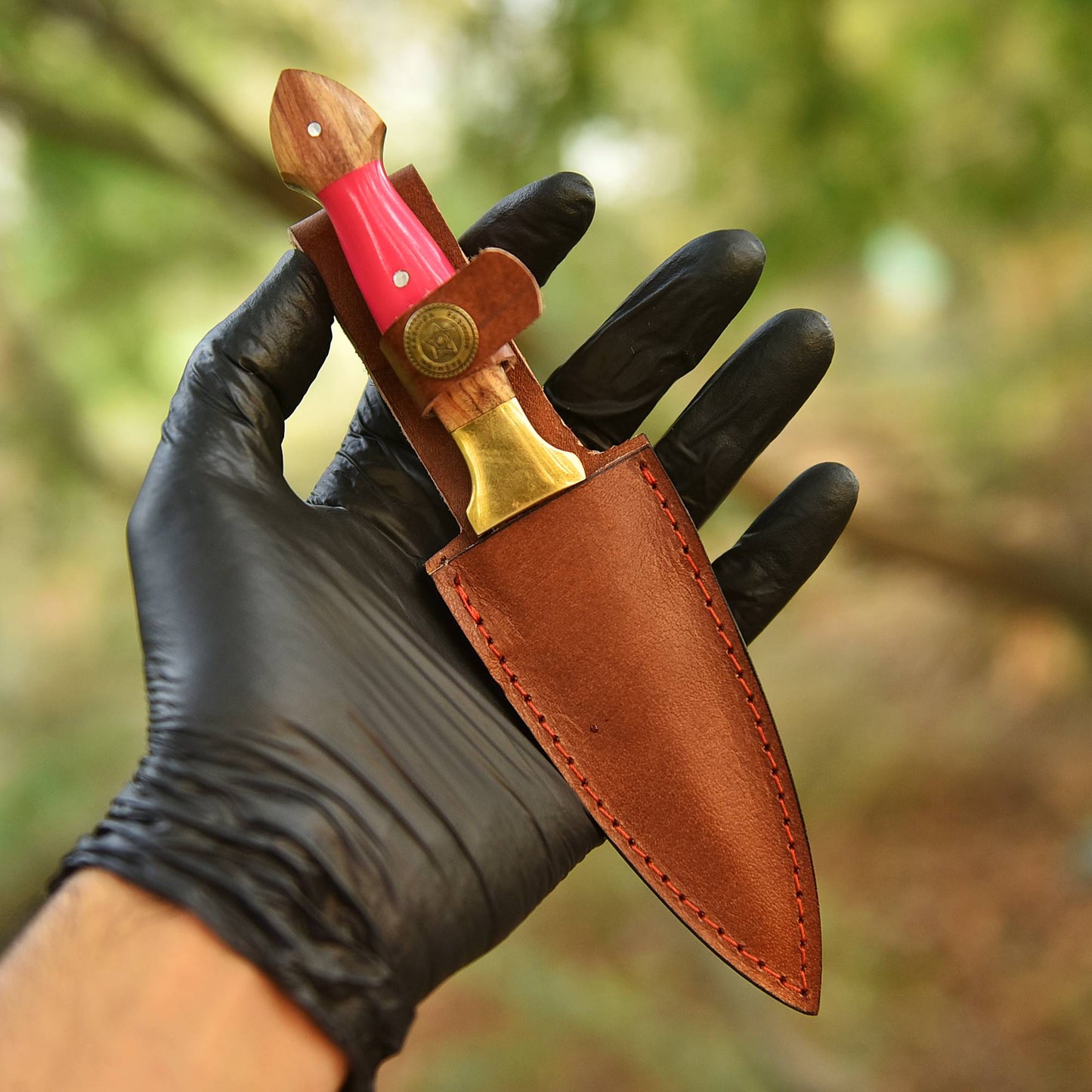 Elite Handcrafted Double Edge Dagger Knife Resin Wood Brass Bolster Handle