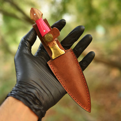 Elite Handcrafted Double Edge Dagger Knife Resin Wood Brass Bolster Handle