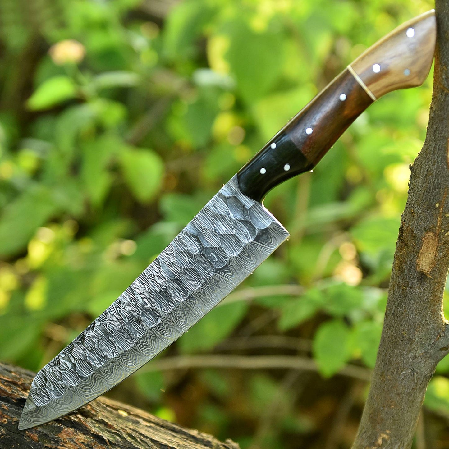 Custom Handmade Damascus Steel Blade Chef Kitchen Knife Wood Resin Handle