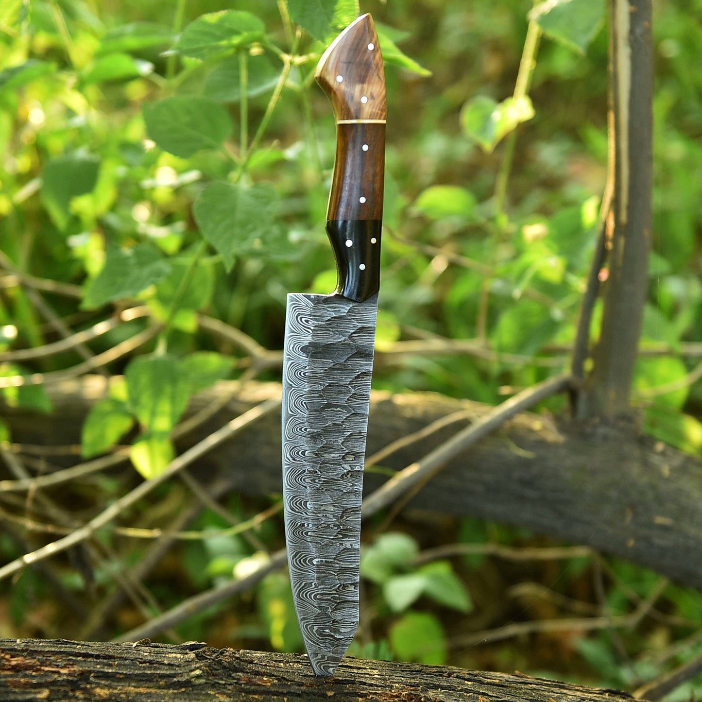 Custom Handmade Damascus Steel Blade Chef Kitchen Knife Wood Resin Handle