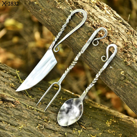 Hand Forged Heritage Style 3-Piece Forged Blacksmith Cutlery Set