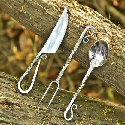 Hand Forged Heritage Style 3-Piece Forged Blacksmith Cutlery Set