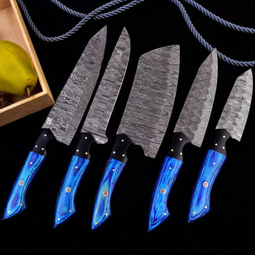 Japan Damascus Knives Set Forged Steel Hammer Pattern Collectible Chef Knife Set x-257