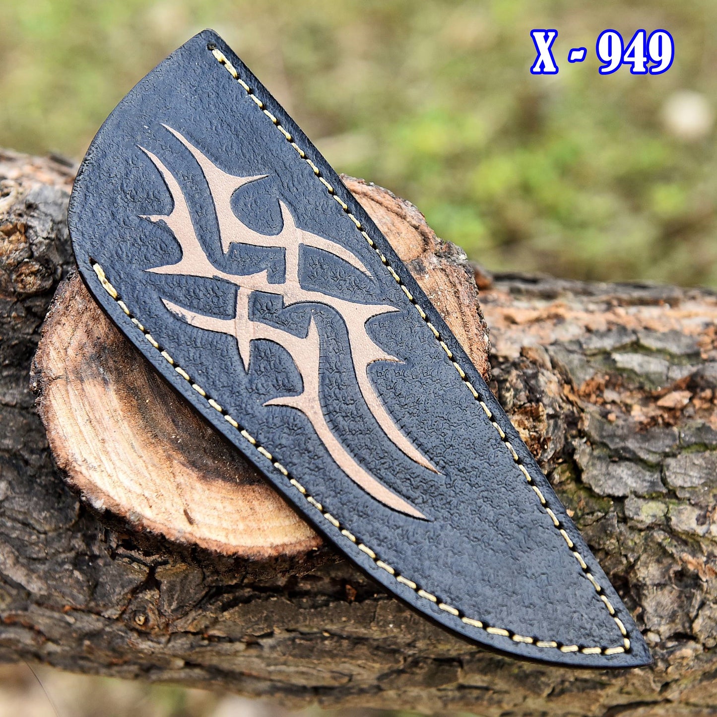 Luxury Handcrafted Engraved Leather Fixed Blade Knife Protection Sheath