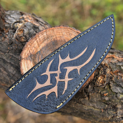 Luxury Handcrafted Engraved Leather Fixed Blade Knife Protection Sheath