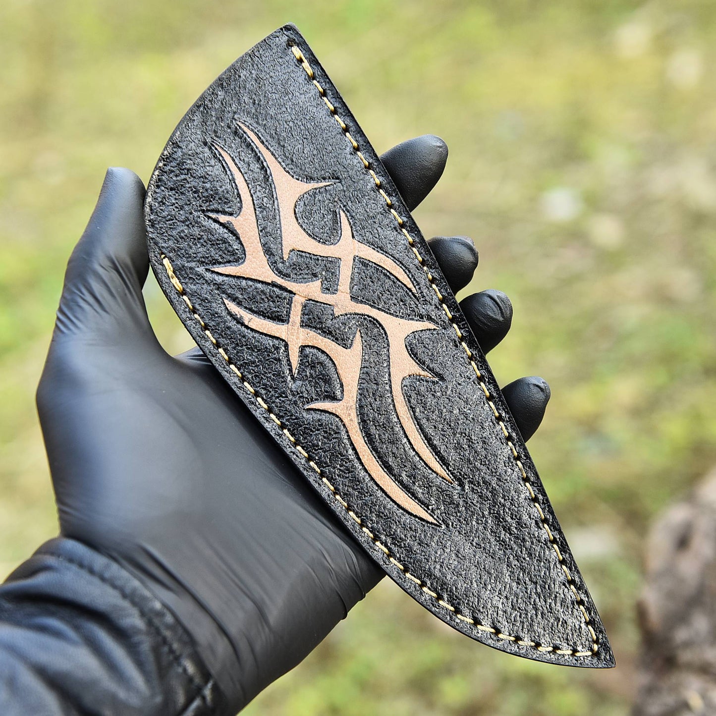 Luxury Handcrafted Engraved Leather Fixed Blade Knife Protection Sheath