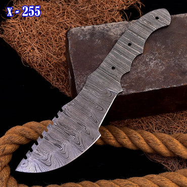 10" Handmade Damascus Steel hunting Track knife blank blade Full Tang x255