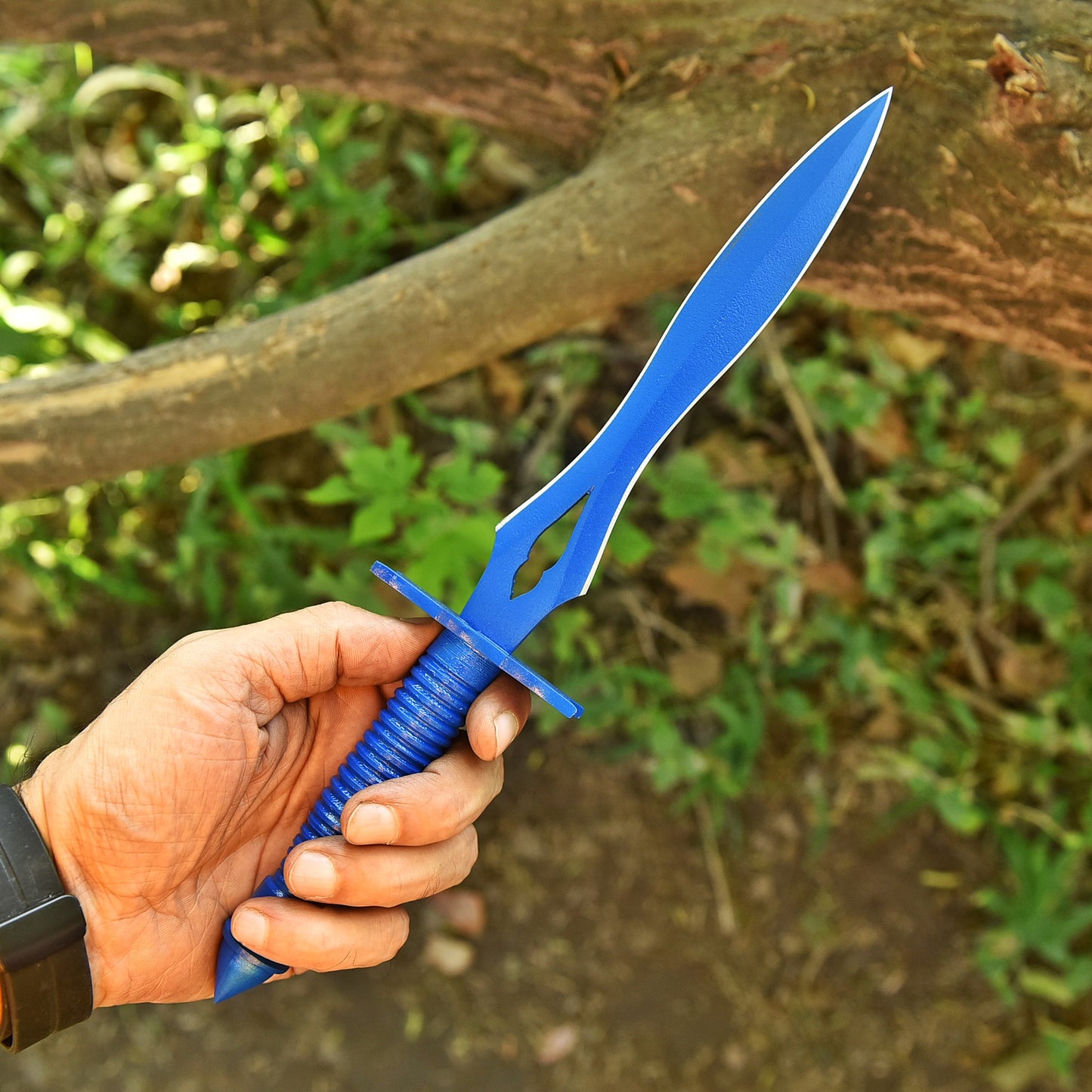 Tactical EDC Handcrafted Carbon Steel Double Edge Blade Dagger Knife With Sheath