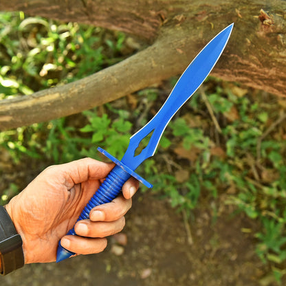 Tactical EDC Handcrafted Carbon Steel Double Edge Blade Dagger Knife With Sheath