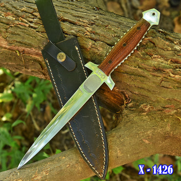 Handmade Carbon Steel Double Edge Blade Dagger Knife Full Tang Micarta Handle